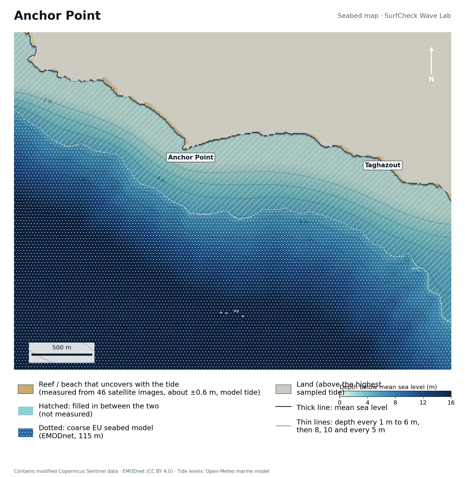 Flat seabed map of Anchor Point
