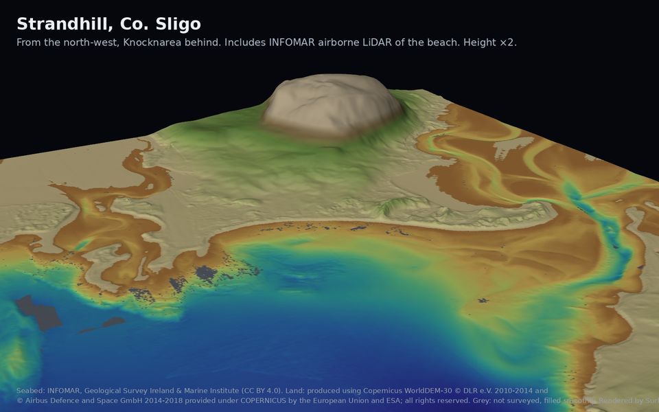 The surveyed seabed under Strandhill, seen in 3D